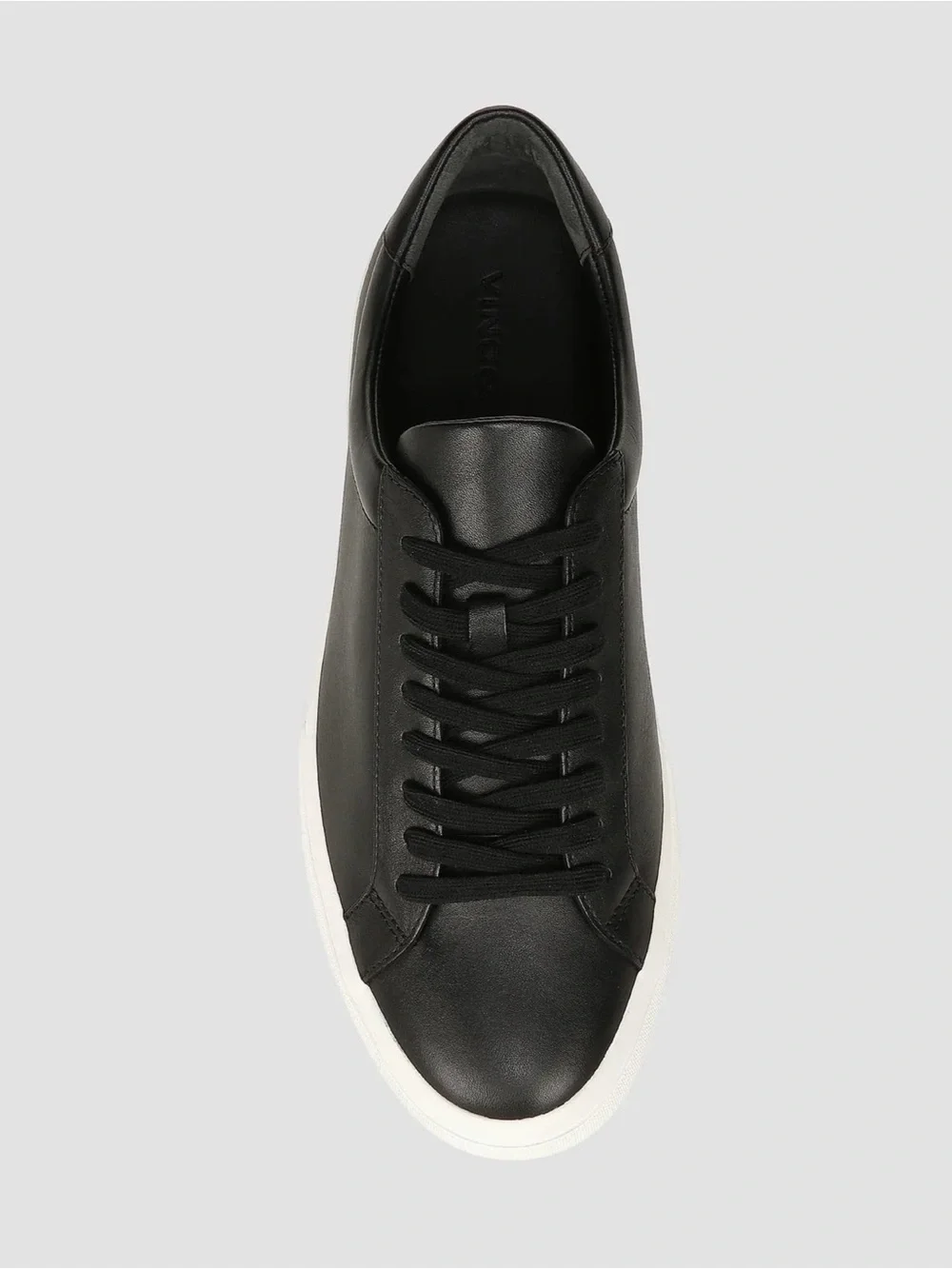 Vince Black Leather Sneakers with White Rubber Sole